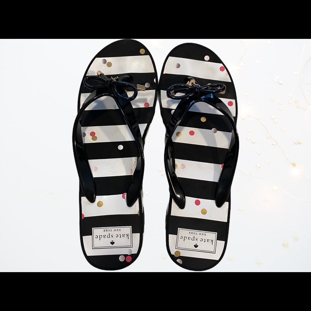 Kate Spade wedge flip flops with charms